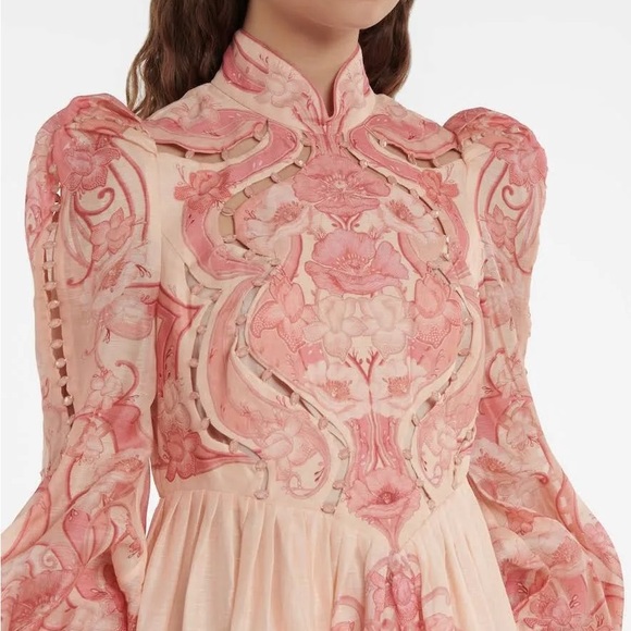 Zimmermann Pink Mock Neck Long Sleeve Gown - Picture 3 of 6